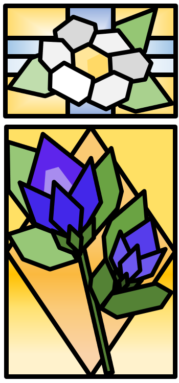 六角形だけで描くステンドグラス風の花 Wordあそび