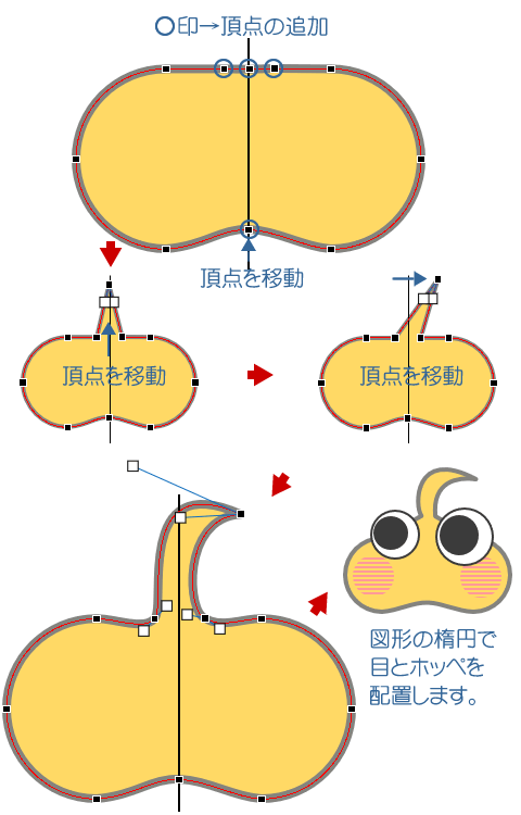 角丸四角形の頂点を使ってタツノオトシゴを描いてみよう Wordあそび