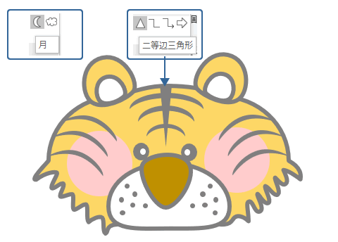 角丸四角形の頂点を使ってトラを描いてみよう Wordあそび