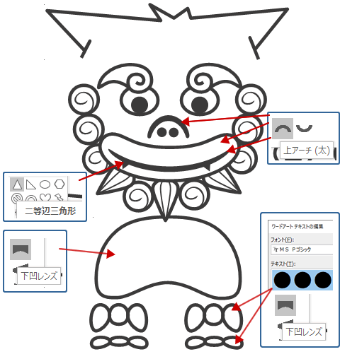 ワードでシーサーを描いてみよう Wordあそび